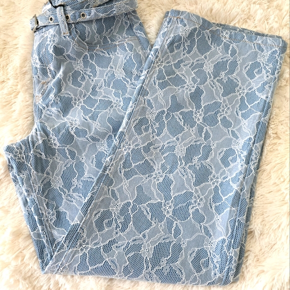 Lace Covered Baggy High Waist Jeans size 26 - Picture 12 of 15